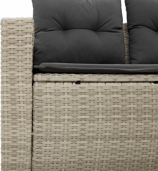 2 személyes világosszürke polyrattan kerti kanapé párnával