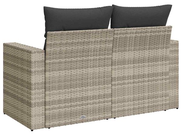 2 személyes világosszürke polyrattan kerti kanapé párnával