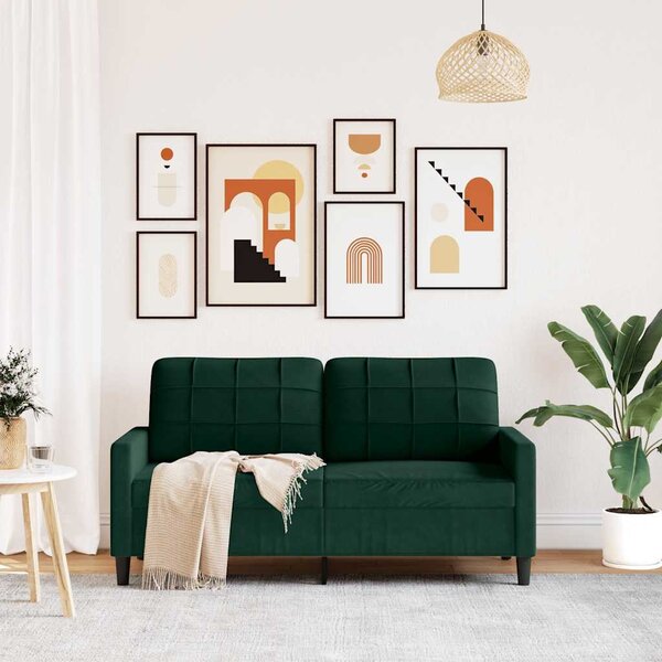 Kétszemélyes sötétzöld bársony kanapé 140 cm