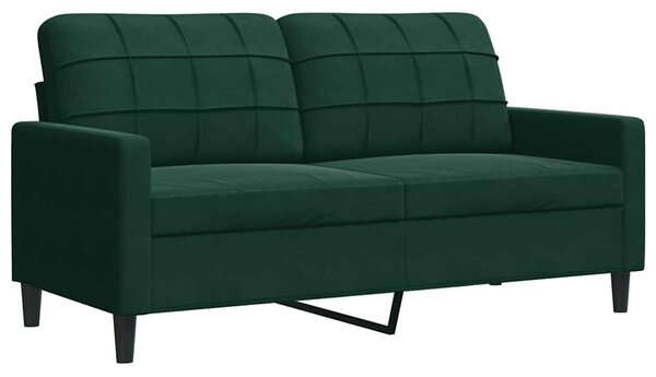 Kétszemélyes sötétzöld bársony kanapé 140 cm