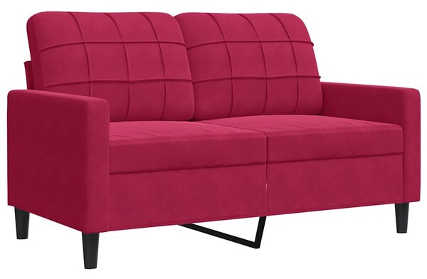 Kétszemélyes bordó bársony kanapé 120 cm