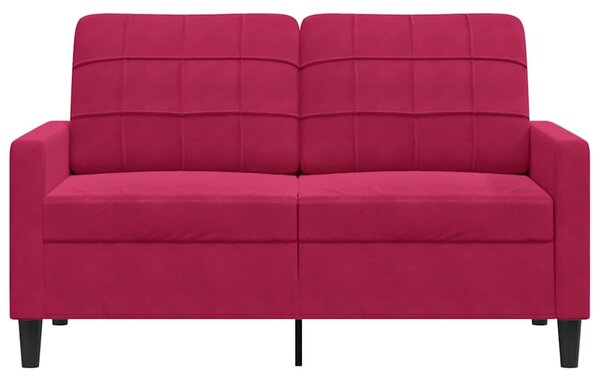 Kétszemélyes bordó bársony kanapé 120 cm