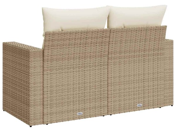 2 személyes bézs polyrattan kerti kanapé párnával