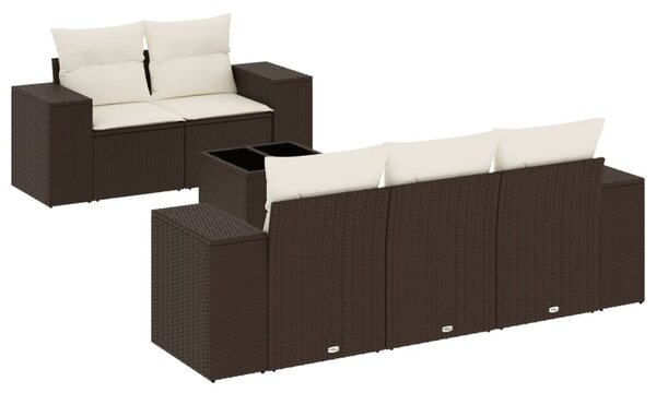 6 részes barna polyrattan kerti ülőgarnitúra párnával