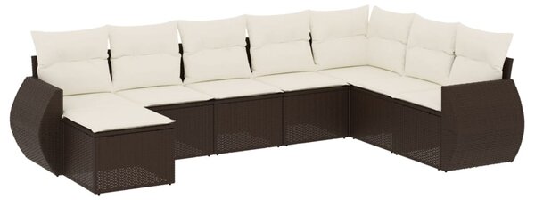 8 részes barna polyrattan kerti ülőgarnitúra párnákkal