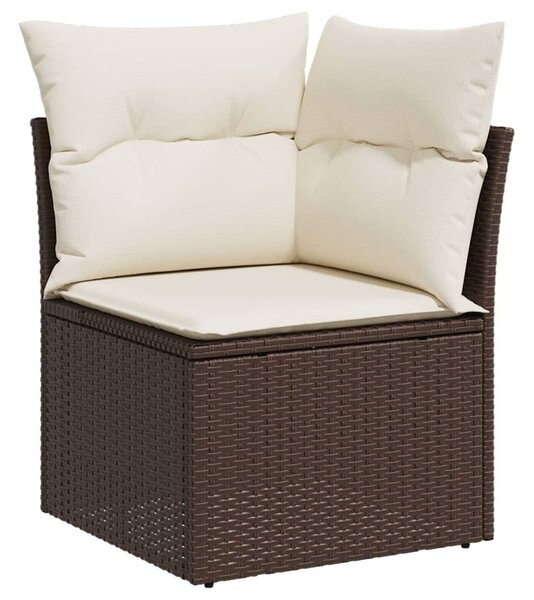 11 részes barna polyrattan kerti ülőgarnitúra párnákkal