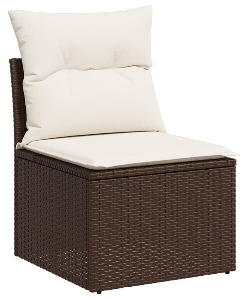 7 részes barna polyrattan kerti ülőgarnitúra párnákkal