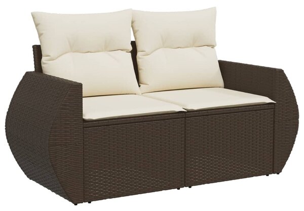 9 részes barna polyrattan kerti ülőgarnitúra párnákkal