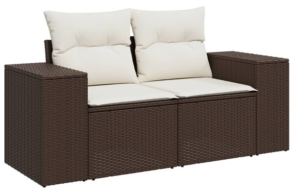 9 részes barna polyrattan kerti ülőgarnitúra párnákkal