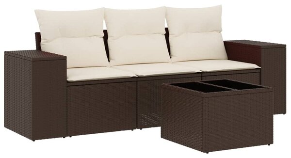 4 részes barna polyrattan kerti ülőgarnitúra párnákkal