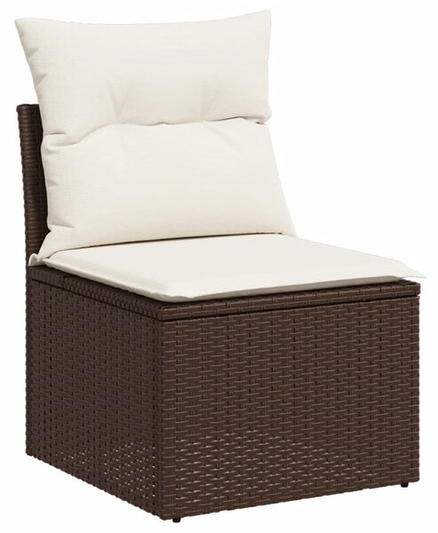 3 részes barna polyrattan kerti ülőgarnitúra párnával
