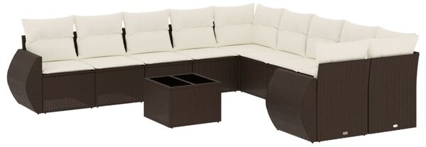 11 részes barna polyrattan kerti ülőgarnitúra párnákkal