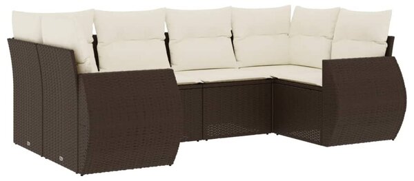 6 részes barna polyrattan kerti ülőgarnitúra párnával
