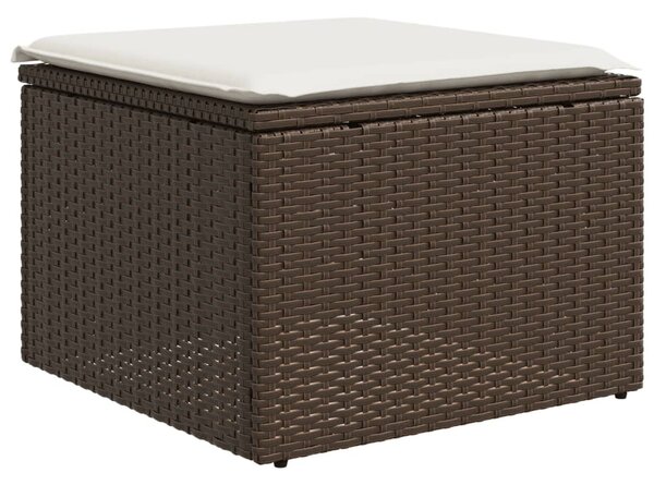 10 részes barna polyrattan kerti ülőgarnitúra párnákkal