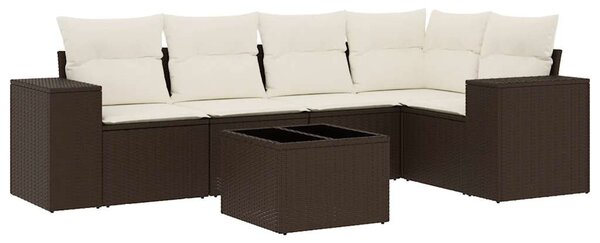 6 részes barna polyrattan kerti ülőgarnitúra párnával