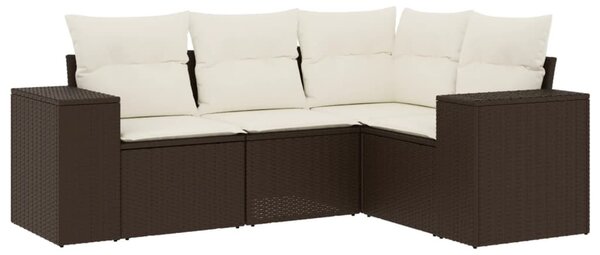 4 részes barna polyrattan kerti ülőgarnitúra párnákkal