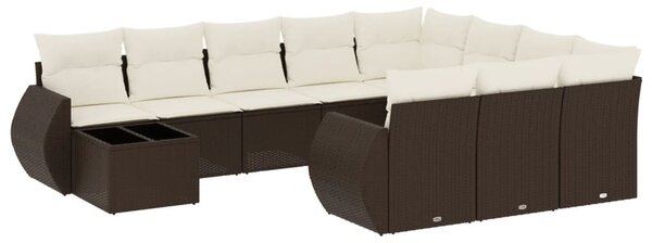 11 részes barna polyrattan kerti ülőgarnitúra párnákkal