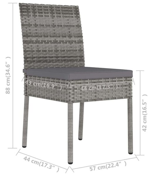 Polyrattan Kerti Étkezőgarnitúra - 5 részes - Szürke