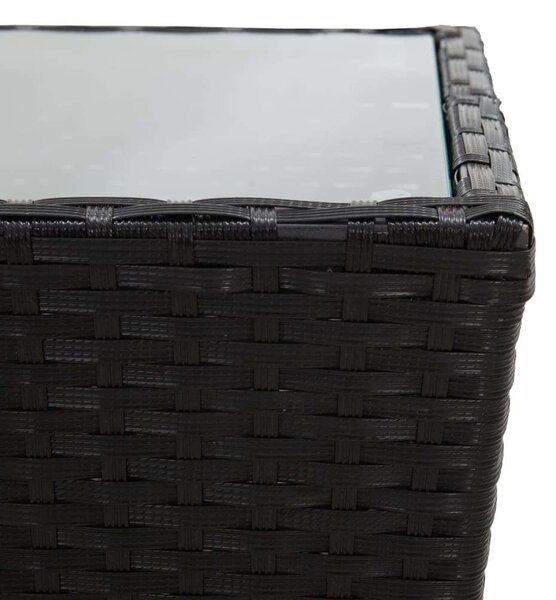 VidaXL 3 részes fekete polyrattan és üveg kerti bisztrószett