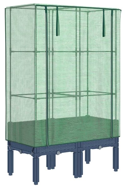 Rattan megjelenésű magaságyás melegháztakaróval 80x40x140 cm