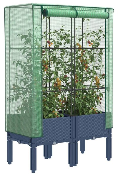 Rattan megjelenésű magaságyás melegháztakaróval 80x40x140 cm