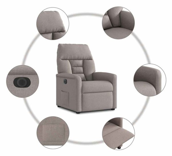 Tópszínű szövet elektromos dönthető fotel