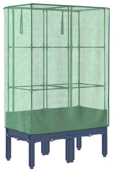 Rattan megjelenésű magaságyás melegháztakaróval 80x40x140 cm
