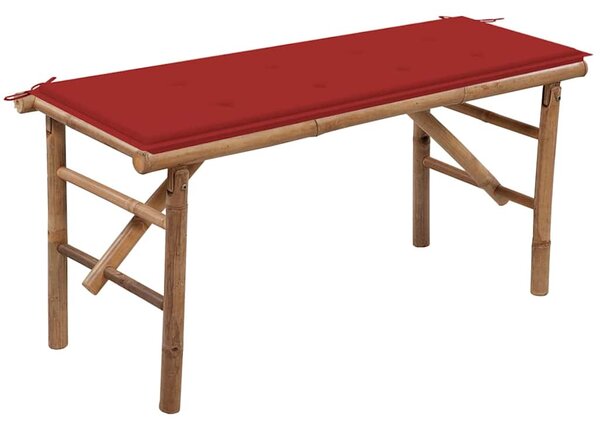 Összecsukható bambusz kerti pad párnával 118 cm