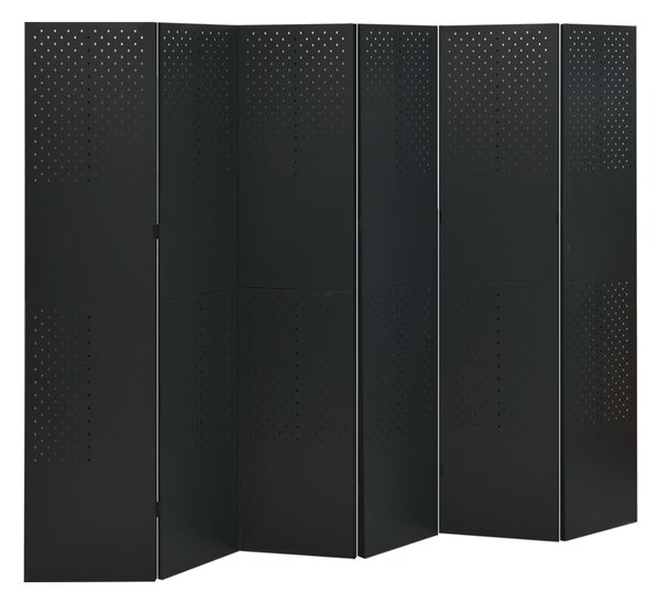 Fekete acél 6-paneles paraván 240 x 180 cm