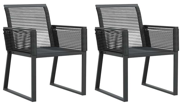 2 db fekete polyrattan kerti szék