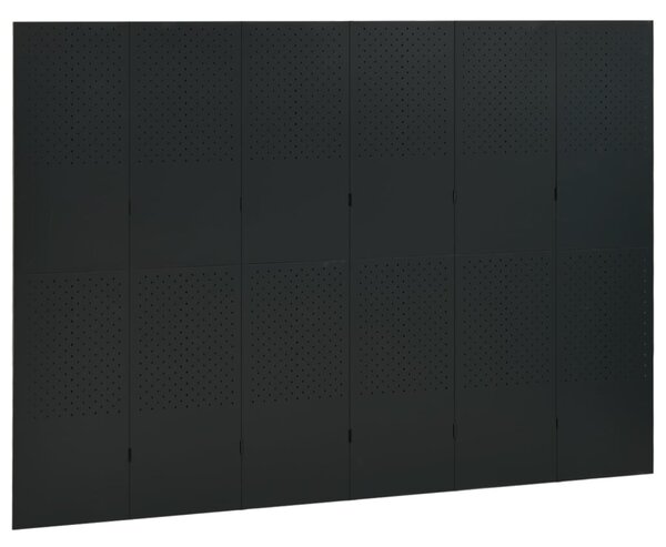 Fekete acél 6-paneles paraván 240 x 180 cm