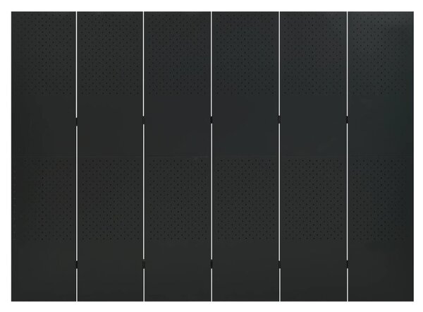 Fekete acél 6-paneles paraván 240 x 180 cm