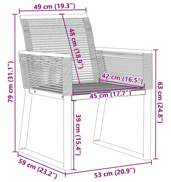 2 db fekete polyrattan kerti szék