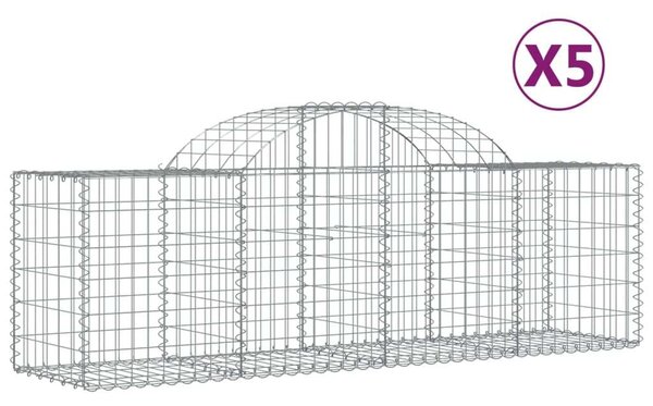 5 db íves horganyzott vas gabion kosár 200x50x60/80 cm