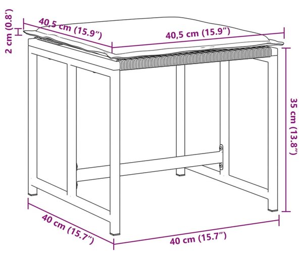 4 db fekete polyrattan kerti szék párnákkal