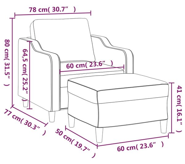 Krémszínű szövet kanapéfotel lábtartóval 60 cm