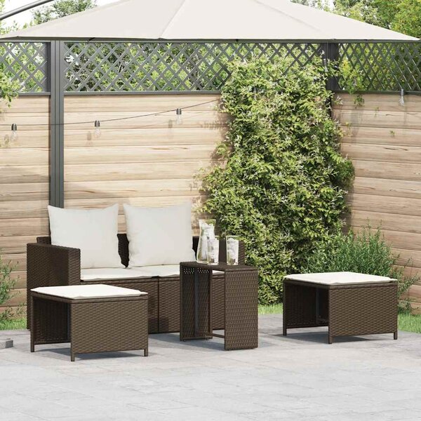 5 részes polyrattan kerti kanapé garnitúra párnákkal stackable