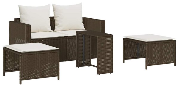 5 részes polyrattan kerti kanapé garnitúra párnákkal stackable