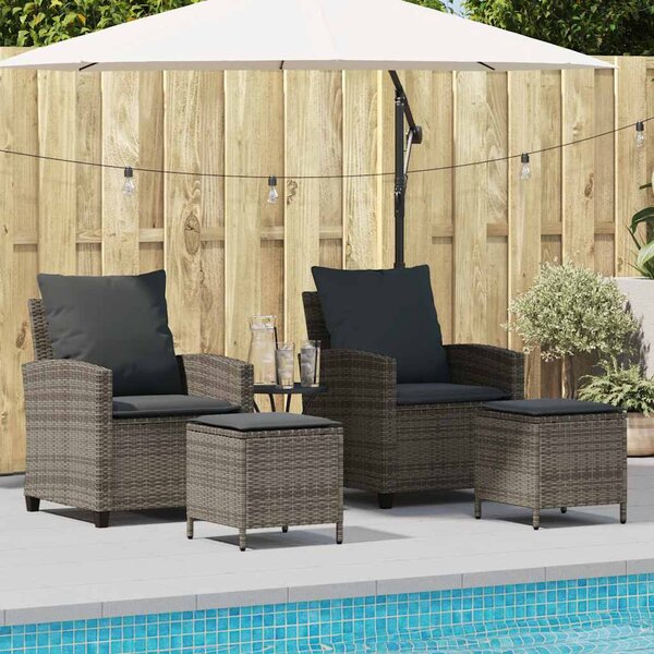 4 részes szürke polyrattan kerti ülőgarnitúra párnákkal