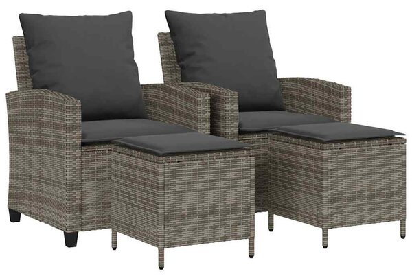 4 részes szürke polyrattan kerti ülőgarnitúra párnákkal
