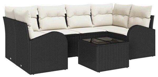 Kerti Kanapé Szett Fekete 55 x 55 x 37 cm polirattan