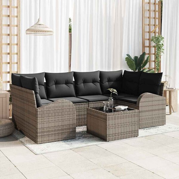 Kerti Kanapé Szett Szürke 55 x 55 x 37 cm polirattan