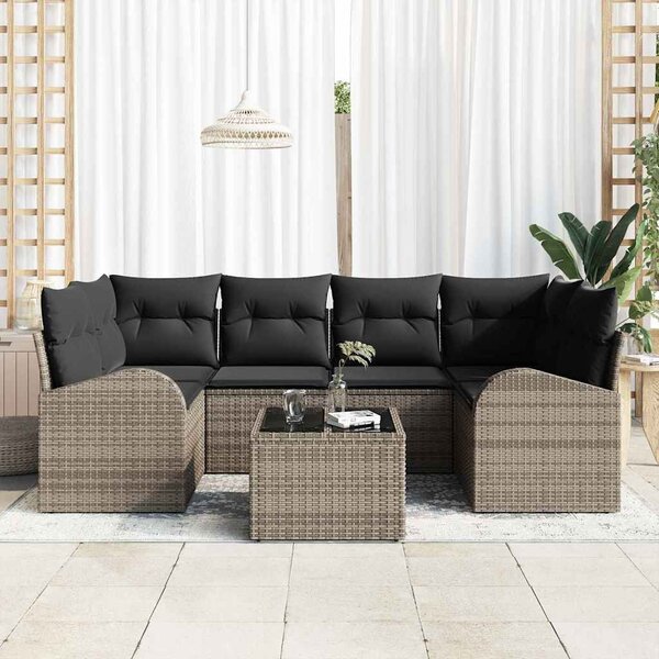 Kerti Kanapé Szett Szürke 55 x 55 x 37 cm polirattan