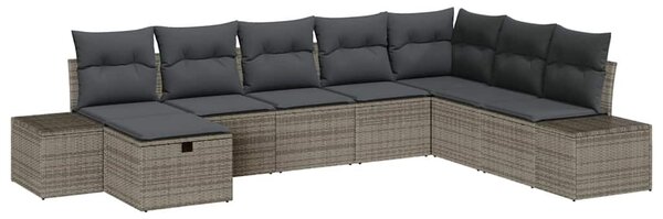 Kerti Kanapé Szett párnával 8 pcs Szürke Poli rattan