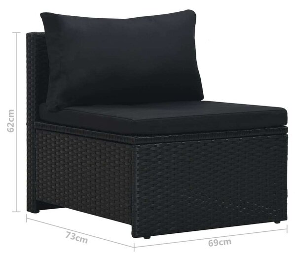VidaXL Polyrattan Kerti Bútorszett - 6 részes - Fekete