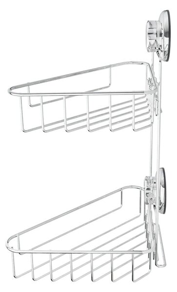 Ezüstszínű öntapadós fém fürdőszobai sarokpolc Bestlock Bath – Compactor