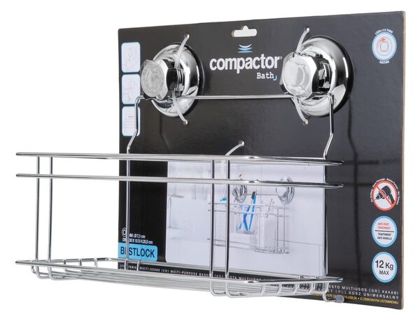 Ezüstszínű öntapadós fém fürdőszobai polc Bestlock Bath – Compactor