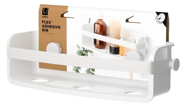 Fehér öntapadós újrahasznosított műanyag fürdőszobai polc Flex Adhesive – Umbra