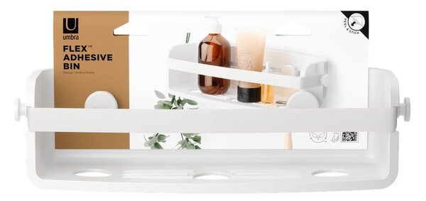 Fehér öntapadós újrahasznosított műanyag fürdőszobai polc Flex Adhesive – Umbra