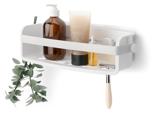Fehér öntapadós újrahasznosított műanyag fürdőszobai polc Flex Adhesive – Umbra
